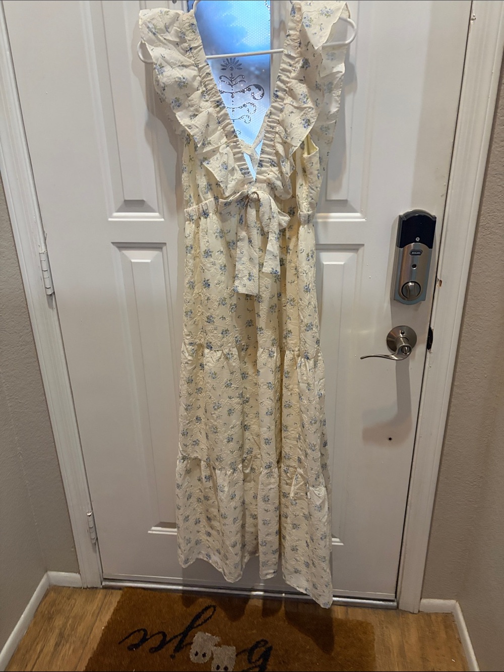 Storia Yellow Floral Ruffled Tie-Front Maxi Dress